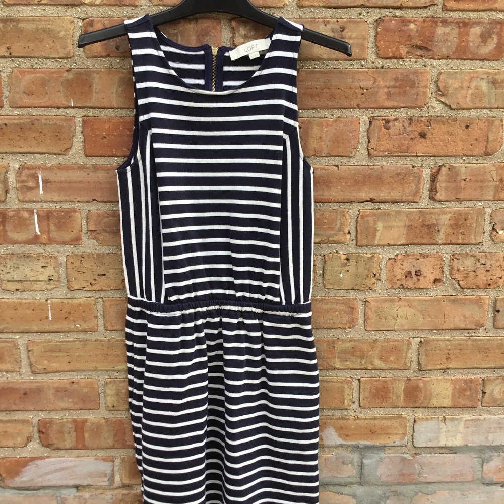 Ann Taylor loft Navy and white striped dress